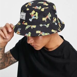 Herschel Black Bucket Hat brand new-Bart Simpson